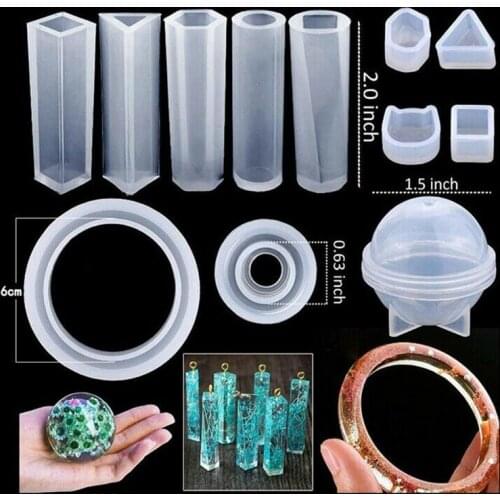 Jewelry Silicone Molds Kit Keychain Pendants Epoxy Resin Moulds Glitter Powder Sequins Screw Eyes For Earring Jewelry Making