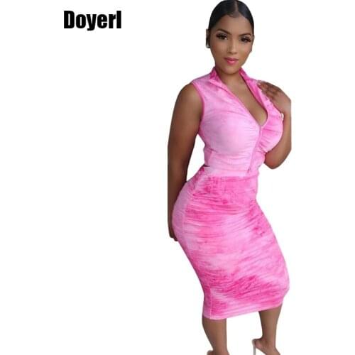 Sexy Bodycon 2 Piece Set Women Skirt and Top Set High Waist Bandange Summer Two Piece Matching Sets Club Outfits for Women