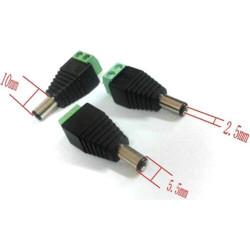 10pcs 5.5mm x 2.5mm CCTV camera DC Power Male Jack Connectors