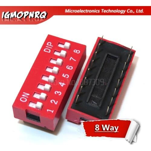 10PCS DIP Switch 8 Way 2.54mm Toggle Switch Red Snap Switch Wholesale Electronic