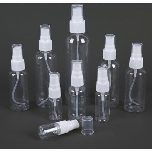 10pcs Portable small Transparent Plastic Empty Spray Bottle Refillable Bottles 5ml/10ml/20ml/30ml/50ml/60ml/80ml/100ml/200ml