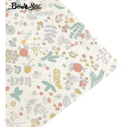 Booksew Printed Flowers 100% Cotton Twill Fabric Home Cloth DIY Dress Bedsheet Quilts Patchwork Cushion For Baby Kids Handmade