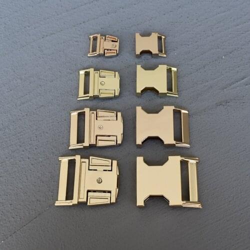 100 Pcs 15/20/25/30mm Metal Gold Buckle Side Release Curved Belt Buckle for Bag DIY Paracord Buckles Bracelet Trinket Bracelet