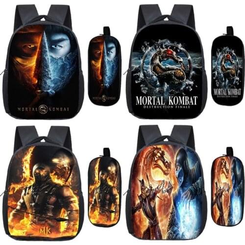 Mochilas 2 Pcs Set Mortal Kombat Small School Bags Toddler Anime Backpack Children Kindergarten Rucksack Baby Preschool Satchel