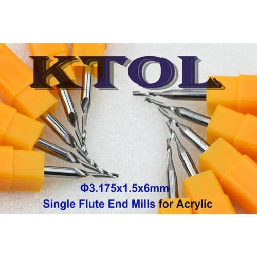 3.175*1.5mm Single Flute End Mill Acrylic Cutter Spiral CNC Router Tools Set 5pcs Micro Grain Tungsten Solid Carbide Cutting Bit