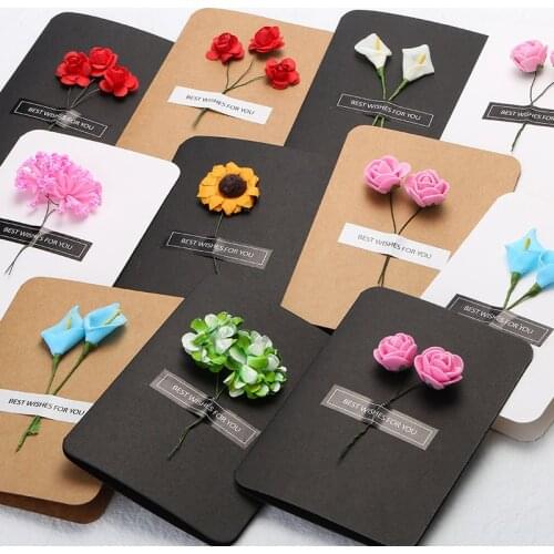 5Pcs Delicate Aesthetic Paper Teachers Day Message Cards Creative Simple DIY Flower Valentines Day Greeting Card Best Gifts