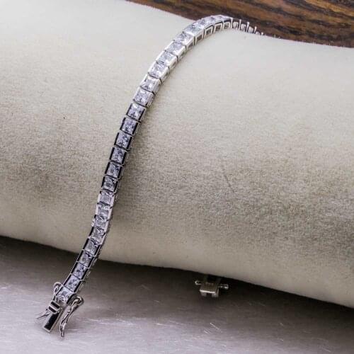 925 Sterling Silver Bracelet with Zircon Stone and Waterway Design
