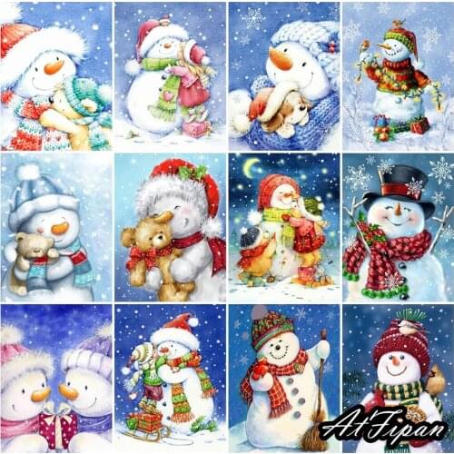 Diamond Embroidery Snowman Picture Of Rhinestones Diamond Painting Cartoon Mosaic Cross Stitch Kit Christmas Wall Art