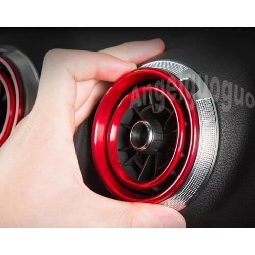 Angelguoguo aluminum alloy air outlet plug/Air outlet cover sticker decoration ring Fit For AUDI A3 S3 2013-2016/Q2