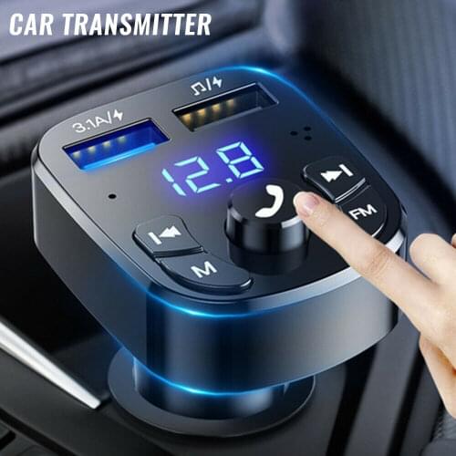 Car Hands-free Wireless Bluetooth FM Transmitter MP3 Charger Dual Equipped Player Bluetooth LED Display Dual USB Car Charger