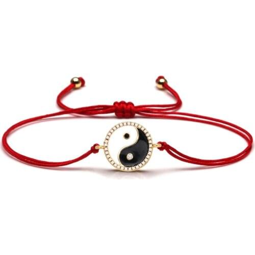 White Sparkling Cubic Zirconia Tai Ji Luck Charm Bracelet Women Men 2020 New Fashion Gold=plated Yin And Yang Jewelry Present