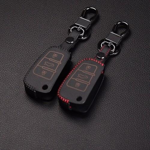 Genuine Leather Car Key Cover For Audi A3 Q3 Q5 A6 C5 C6 A4 B6 B7 B8 TT 80 S6 Car Key 3 Button Car Key Leather Case Protection
