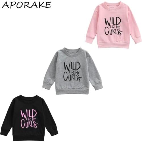 2021 1-6Y Baby Sweatshirt Tops WLID LIKE MY CURLS Letter Print Boys Girls Classic Round Neck Long Sleeve Spring Fall Hoodies