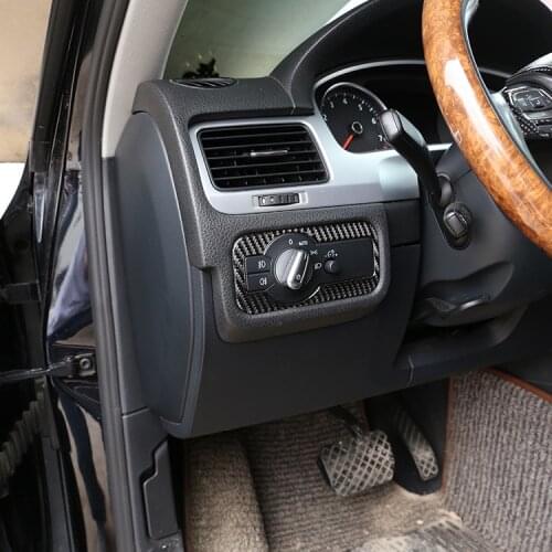For VW Touareg 2011 2012 2013 2014 2015 Car Interior Headlight Switch Frame Cover Trim Carbon Fiber Sticke