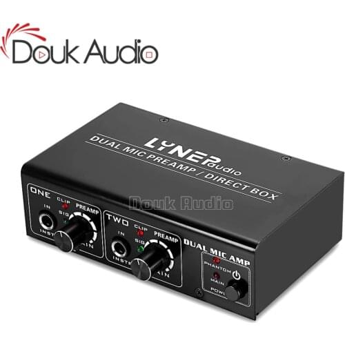 Douk Audio HiFi 2-Channel Microphone Preamplifier Dual MIC Preamp Audio Recorder Electric Guitar Amplifier