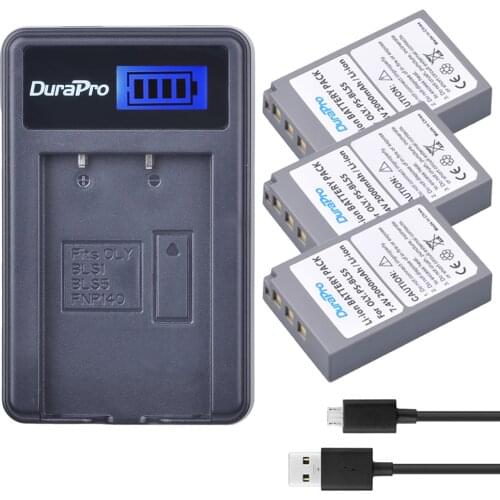 Durapro 3pc PS BLS-5 BLS5 PS-BLS5 Battery + LCD USB Charger For OLYMPUS E450 E600 E620 EP1 EP2 EP3 EPL1 EPL2 EPL3 EPM2 EPL5 EPL6