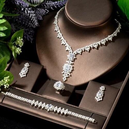 HIBRIDE Big Square Luxury African Jewelry Set For Women Wedding Party Naija Bride Necklace Dubai Bridal Dress Jewelry Set N-1915