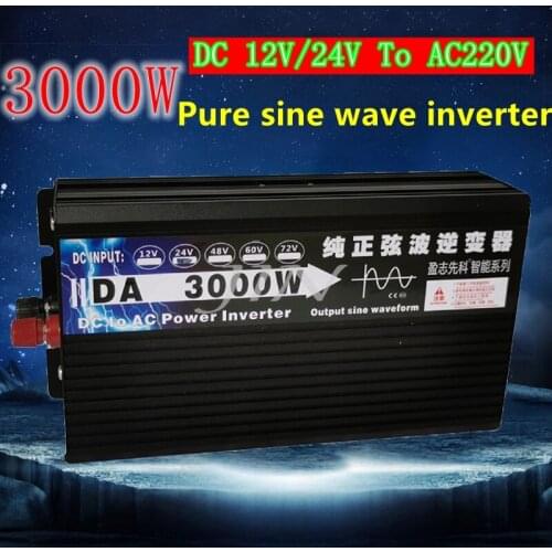 Pure Sine Wave Inverter 12V/24V To AC220V 3000W Voltage Transformer Power Converter Solar Inverter LED Display Car Inverter