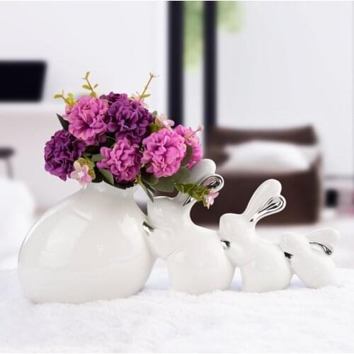 Modern Ceramic Vase decor Gifts Porcelain rabbit Figurines & Miniatures Wedding Furnishing Articles home decoration accessories