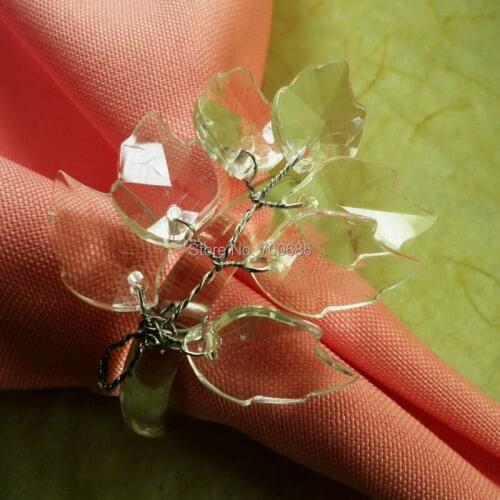 Clear crystal leaf napkin rings