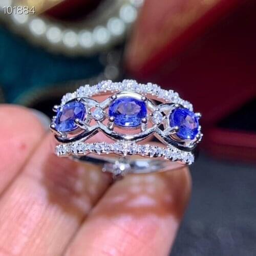 Fashion wide Hollowing Row Natural blue sapphire ring S925 silver natural gemstone ring girl women wedding party gift jewelry