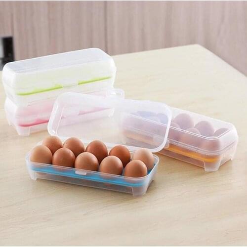 Portable Plastic 10 Case Egg Case Refrigerator Crisper Food Egg Storage Box Container Outdoor Picnic Airtight Storage Container