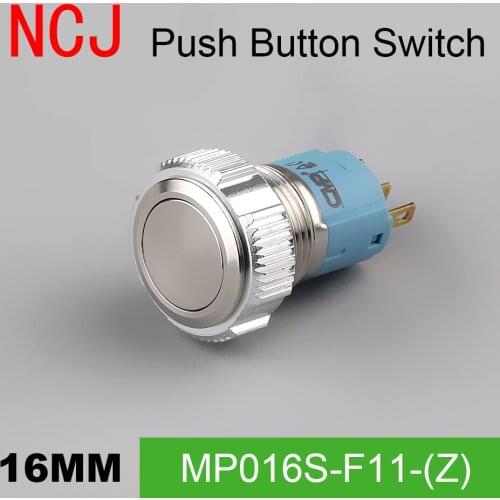 NCJ 16mm Metal Push Button Switch IP67 Maintained Alternate & Momentary push button switch stainless steel 3A