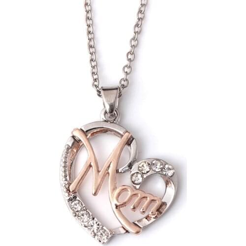 Fashionable Women MOM Letter Pendant Necklace Elegant Ladies Party Night Club Necklace With Rhinestone Birthday Gift