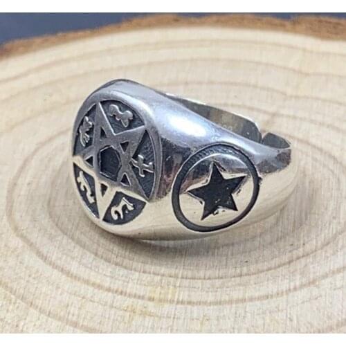 BOCAI 2021 New Real S999 Silver Jewelry Five-pointed Star Symbol Ring for Man Single Personality Retro Trendy Man Ring