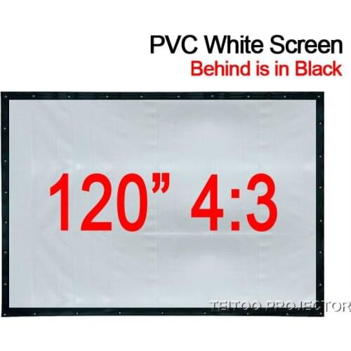 120 inches 4:3 PVC Soft White-Black Projection Screen Curtain Film Fast Fold for 3D HD DLP Video Movie Home Theater Projector