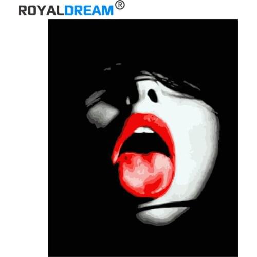 ROYALDREAM Tongue Licking The Lips Painting By Numbers Canvas Painting Home Wall Art Picture For Living Room Unique Gift