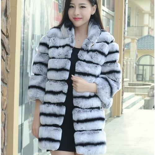 The new winter 2019 whole skin rabbit fur long women Totoro fur coat warm overcoat