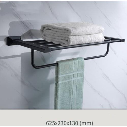 Newest Matte Black brass Bathroom Hardware Accessory bathroom shelf towel rack bar
