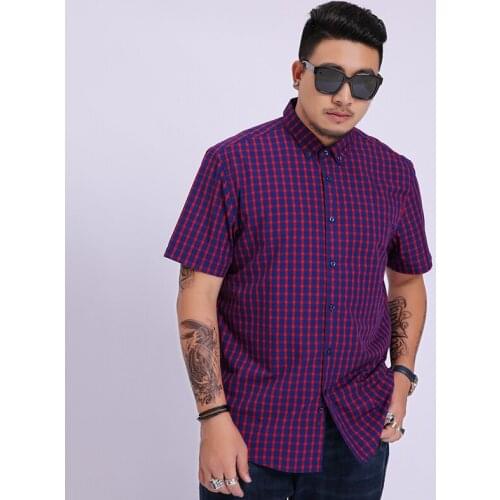 2020 New arrival Summer Men Short Sleeved Cotton Lattices Casual Fashion Casual Shirts mens large plus Size 4XL 5XL 6XL 7XL 8XL