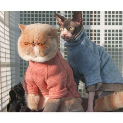 Pet Clothes Hairless Cat Clothes Keep Warm Cat Outfit Jumpsuit Sphinx Cat Hoodie High Collar High Elastic Pet Costume