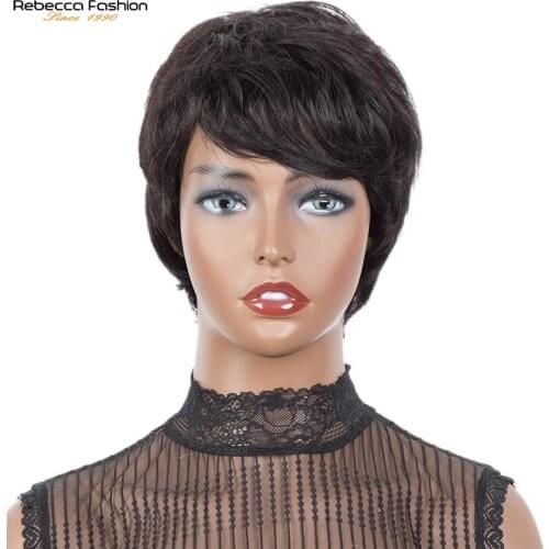 Rebecca Pixie Wig Short Cut Straight Human Hair Wigs For Women Brazilian Remy Full Mechanism Hair Wig Cheap Wig Natural Hair
