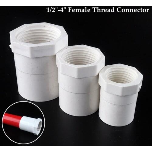 20-50mm ~1/2"-1.5" Female Thread PVC Straight Connector Water Pipe Joint Aquarium Parts Garden Irrigation Adapter