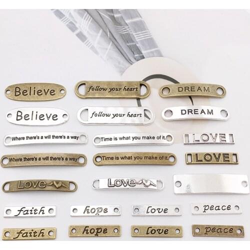 10Pcs Words Charms Love Connectors DIY Jewelry Making Alloy Findings Accessory For Necklaces Earrings