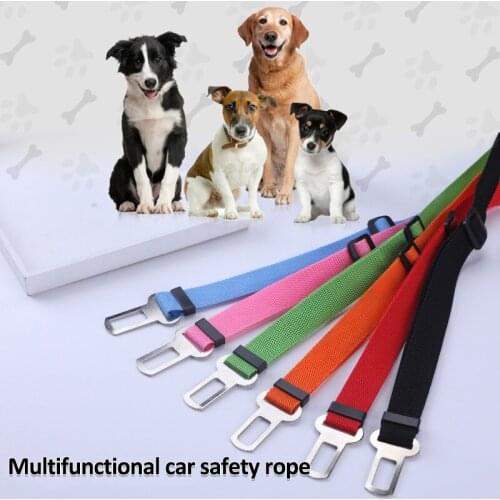 Adjustable length Dog Car Seat Belt Safety Protector Travel Pets Accessories Dog Leash Collar Breakaway Solid Car Harness