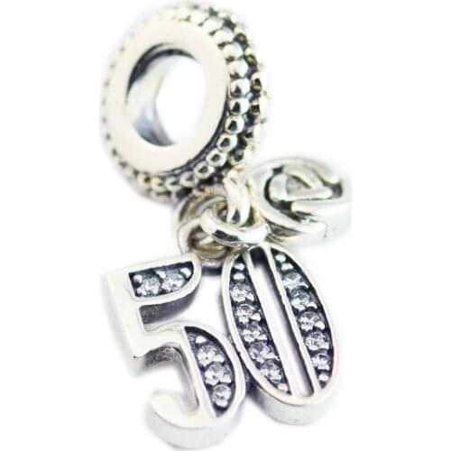 DIY Beads Charms Silver 925 Original Bracelet Sterling-Silver-Jewelry 50 Years of Love Bead for jewelry making Berloque Perles