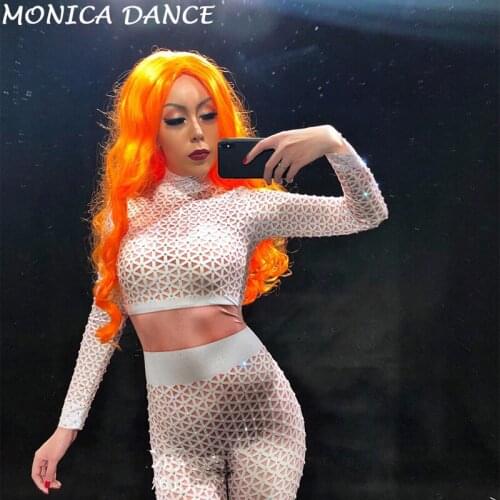 Sexy White Nude Printed Jumpsuit Singer Dancer Sexy Leggings Costume Big Stretch Bodysuit Nightclub Outfit Party Wear