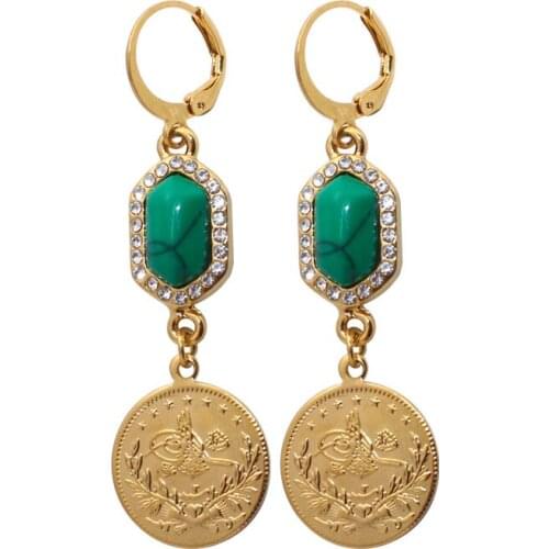 ZKD islam Arab Coin Gold Color Turkey Coins Earrings muslim jewelry
