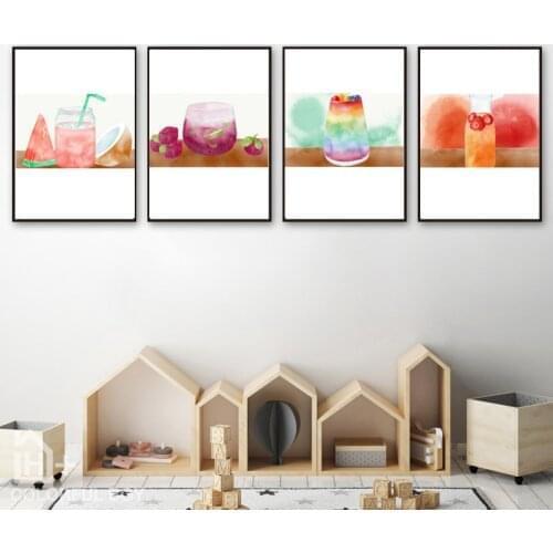 Nordic Girls Room Decoration Watercolor Fruit Juice Wall Picture For Living Room Canvas Art Painting Posters And Prints No Frame