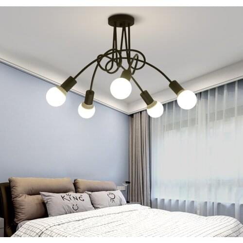 DARHYN Nordic Modern Creative Curve Chandeliers Wrought Iron Gold Plated Hanging Lights for Restaurant Living Room