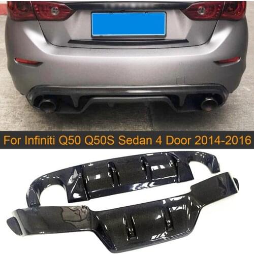 Car Rear Bumper Diffuser Spoiler For Infiniti Q50 Q50S Sedan 4D Standard Sport 2014-2017 Rear Diffuser Lip Spoiler Carbon Fiber