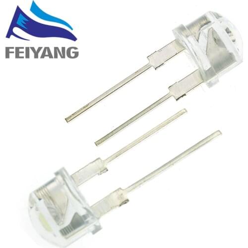 100PCS/LOT 8mm straw hat LED lamp bead are white light 0.5W F8MM power 0.5W hat light-emitting diode 3.0-3.2 6000-8000K