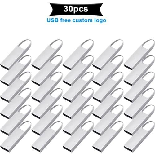 30pcs/lot USB flash drive usb2.0 metal pendrive 4GB 8GB 16GB 32GB 64GB128GB usb flash drive memory stick u disk free custom logo