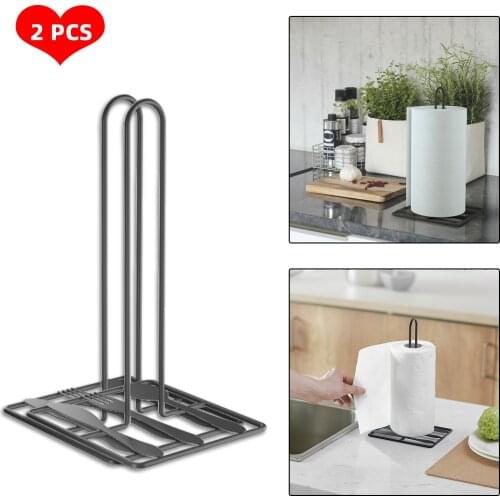 2pcs Vertical Roll Paper Holder Black Tissue Rack Punch Free For Kitchen Dining Room Bedroom Toilet Accessories Storage Shelf