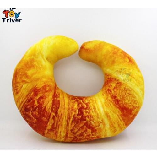 Funny Croissants Bread Bakery Plush Toy U Shaped Neck Cushions Nap Throw Pillow Stuffed Doll Kids Children Toys Gift Auto Decor