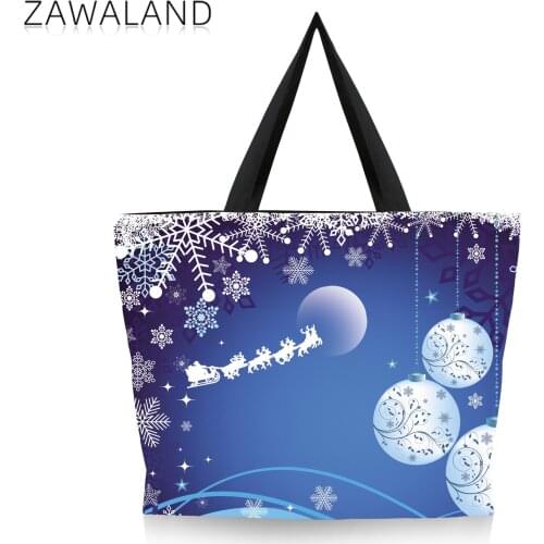 Zawaland Hot Sale Women Snowflake Handbag Horizontal Portable Zip Shoulder Bag Students Storage Handle Bag Travel shopping Tote